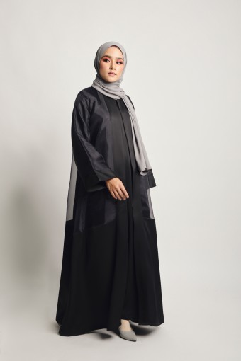 Adwa Overlay Abaya Dress Black